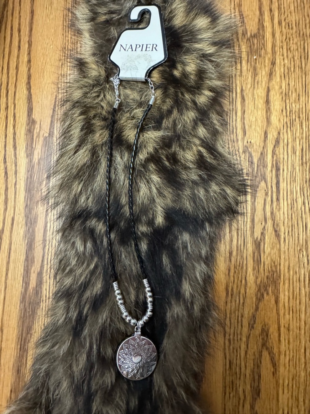 Napier Silver and Black Pendant Necklace